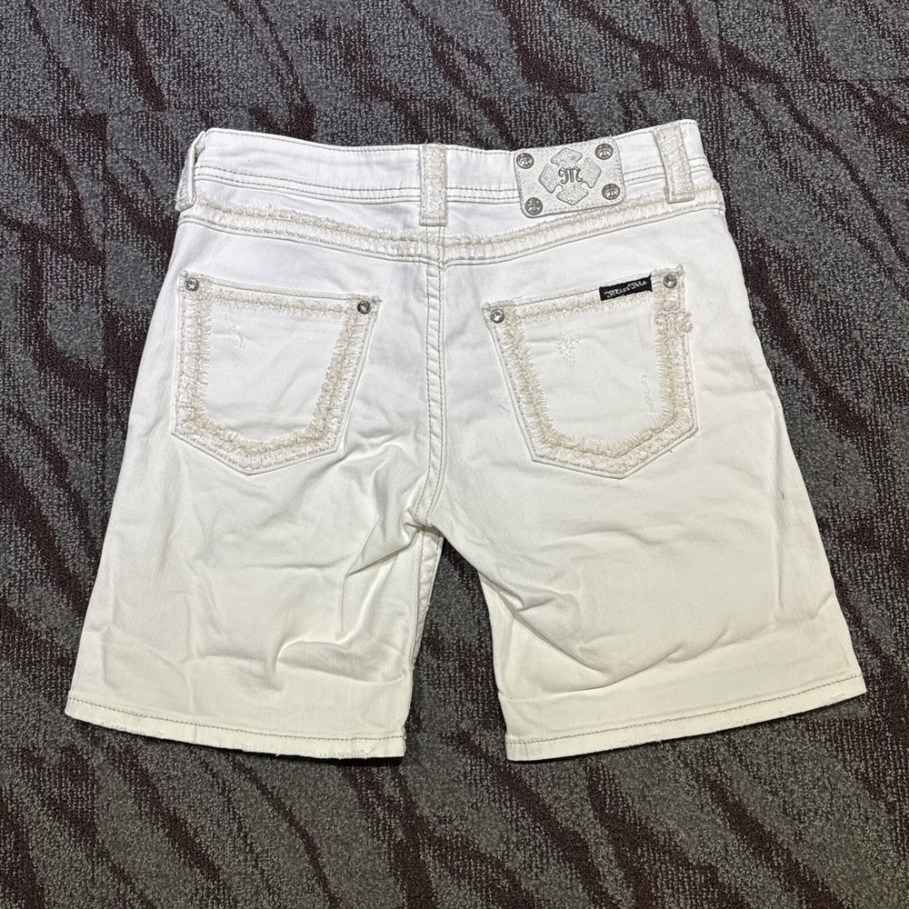 Miss Me Shorts Womens 27 Boyfriend Relaxed Fit Stretch Bling Y2K White - Picture 5 of 14